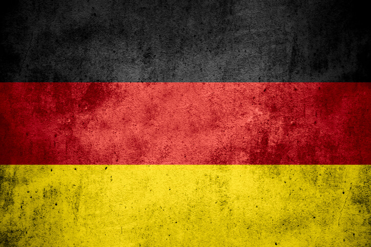 flag of Germany or German banner on rough pattern texture background