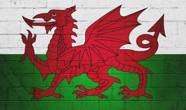 Flag of Wales painted on a wall