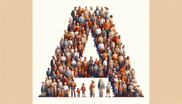 The letter A being portrayed by various men and boys of different ethnicities