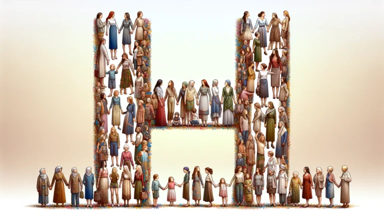 The letter H being portrayed by various women of different ethnicities