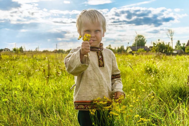 a Russian boy in traditional dress