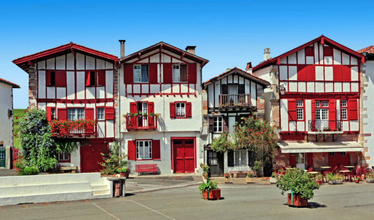 Typical street of the Basque country in France