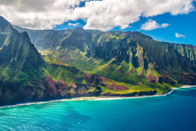 Aerial view of Kualoa Point and Chinamans Hat, Kaneohe Bay