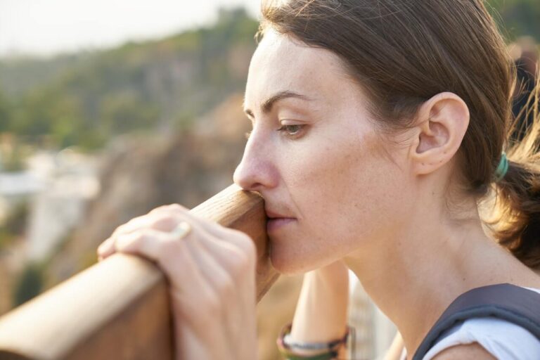 a woman suffering from postpartum depression