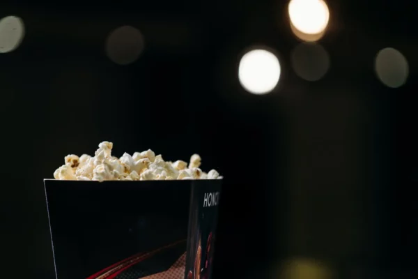 Popcorn in Clear Glass Cup