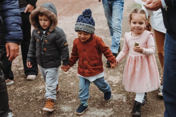 Boys and Girl Holding Hands